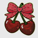 ILTEX Apparel Chenille Patches CP1227 - Sequin Cherry Bow Patch 2.0