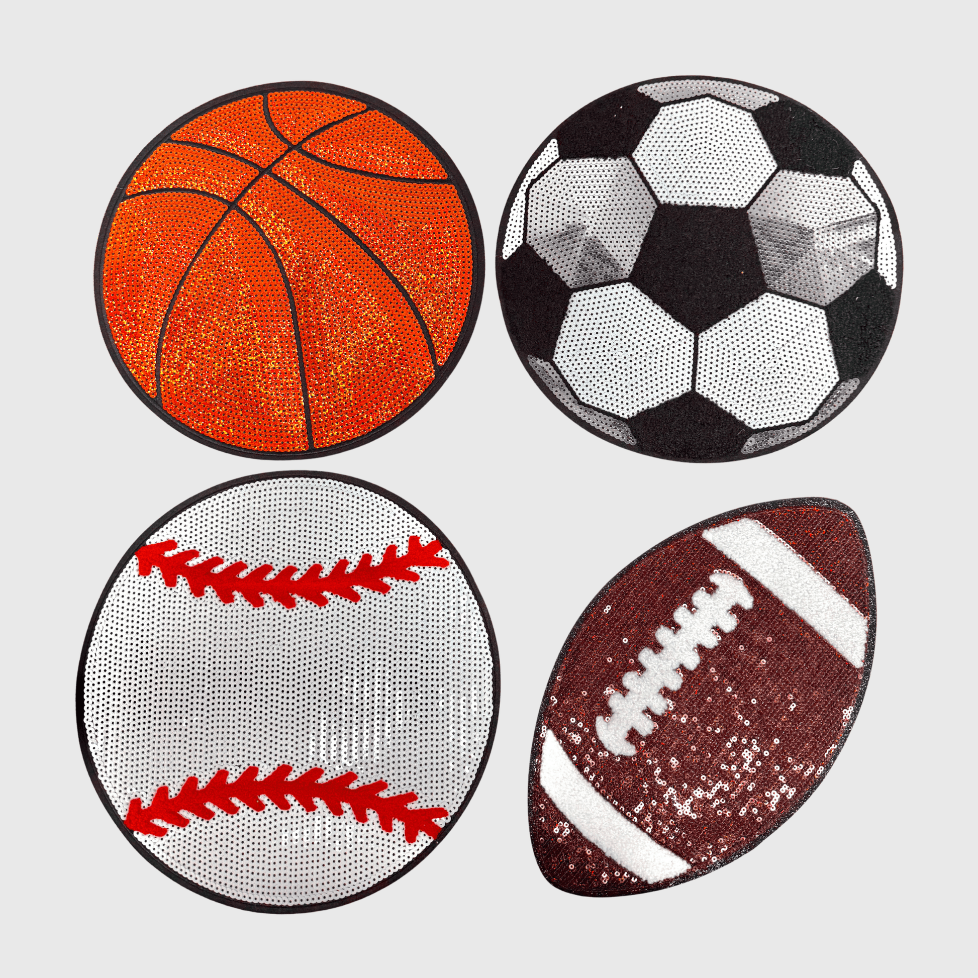 ILTEX Apparel Chenille Patches CP1229 - Sequin Sports Ball Patch Collection