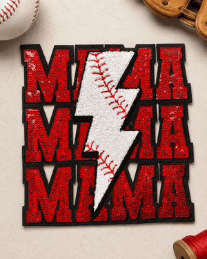 ILTEX Apparel Chenille Patches CP1230 - Baseball Mama Lightning Patch