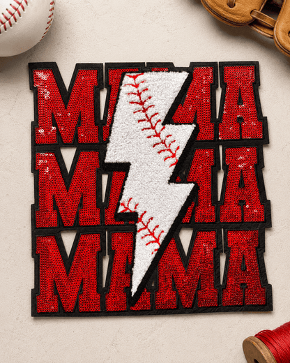 ILTEX Apparel Chenille Patches CP1230 - Baseball Mama Lightning Patch