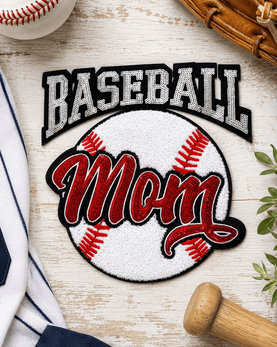 ILTEX Apparel Chenille Patches CP1232 - Baseball Mom Chenille & Sequin Patch