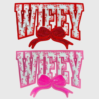 ILTEX Apparel Chenille Patches CP1233 - Wifey Floral Chenille Bow Patch