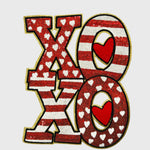 ILTEX Apparel Chenille Patches CP1234 - XOXO Striped Heart Sequin Patch