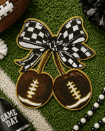 ILTEX Apparel Chenille Patches CP1236 - Football Bow Cherry Sequin Patch