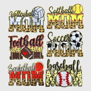 ILTEX Apparel Chenille Patches CP1241 - Glitter Leopard Sports Mom Chenille Patch Collection