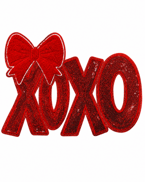 ILTEX Apparel Chenille Patches CP1242 - XOXO Bow Sequin Patch 2.0