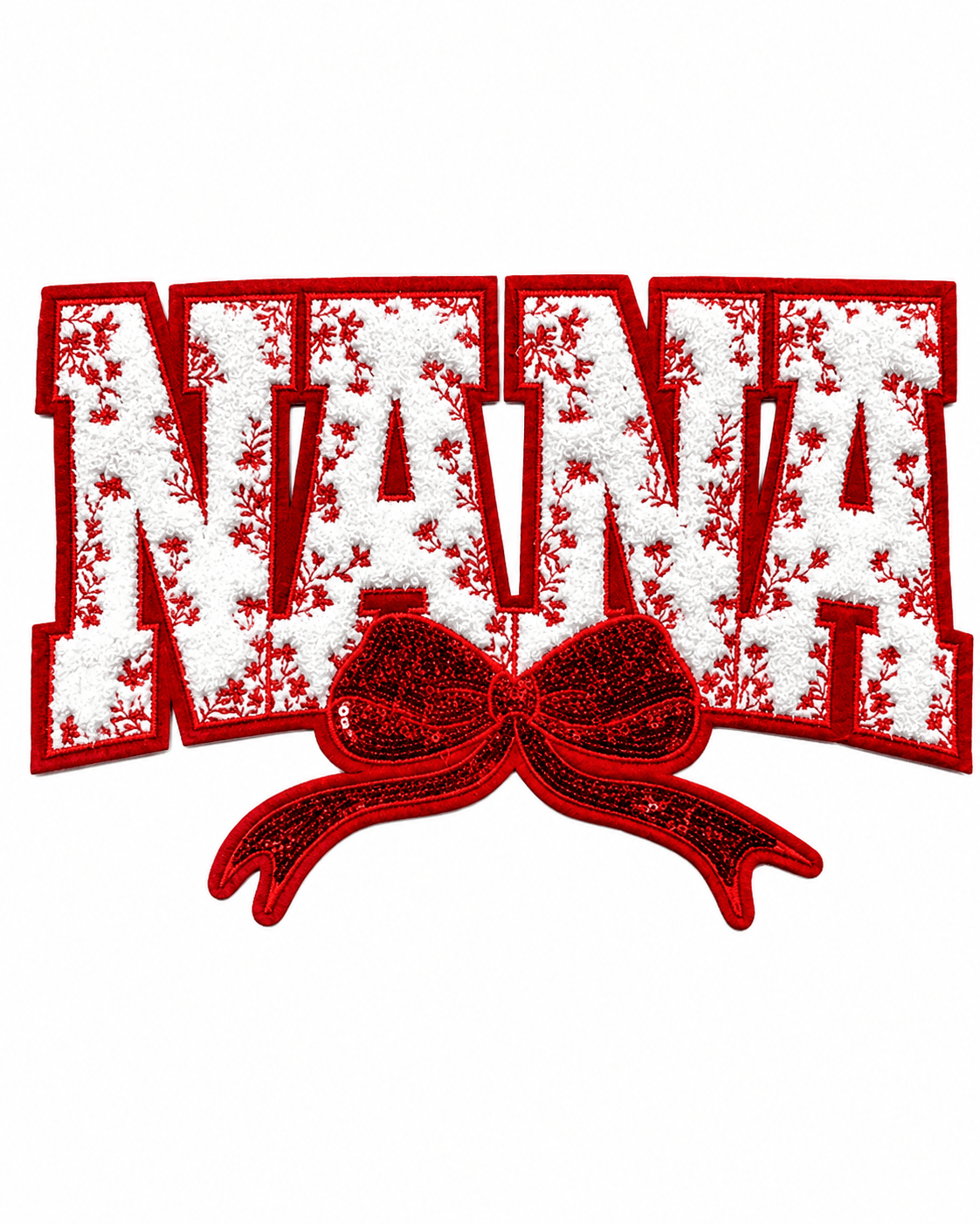 ILTEX Apparel Chenille Patches CP1243 - Nana Floral Chenille Bow Patch