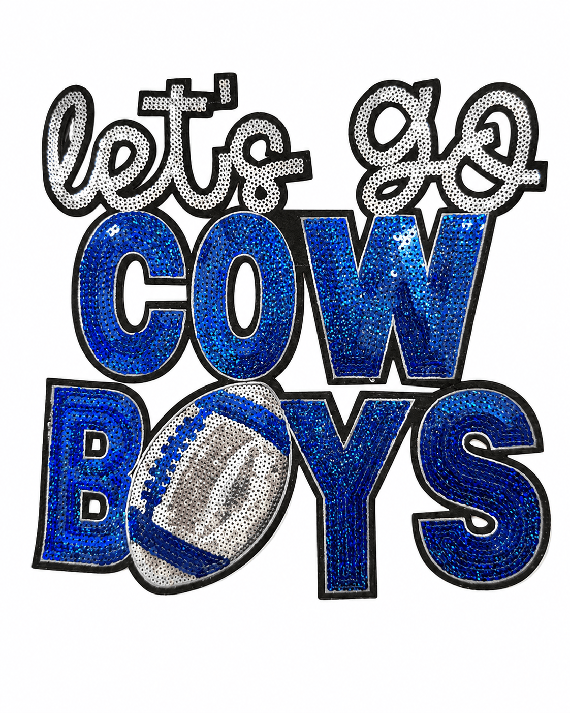 ILTEX Apparel Chenille Patches CP1244 - Let's Go Cow Boys Sequin Patch