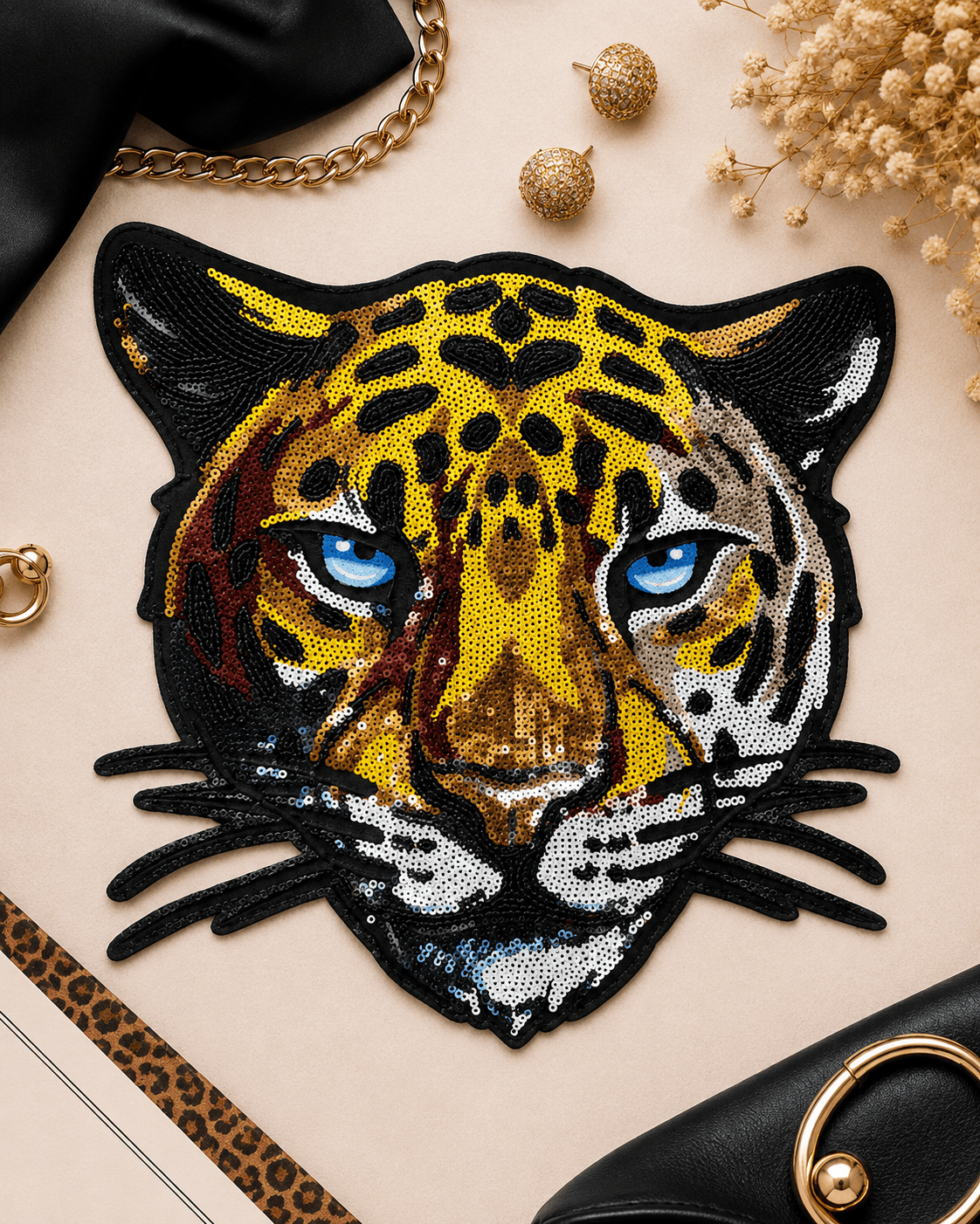 ILTEX Apparel Chenille Patches CP1250 - Sequin Leopard Patch
