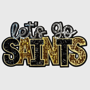 ILTEX Apparel Chenille Patches CP1253 Let's Go Saints Sequin Patch