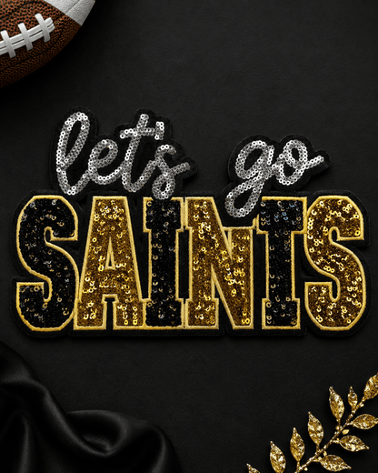 ILTEX Apparel Chenille Patches CP1253 Let's Go Saints Sequin Patch