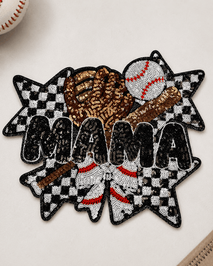ILTEX Apparel Chenille Patches CP1255 -  Baseball Mama Sequin Patch