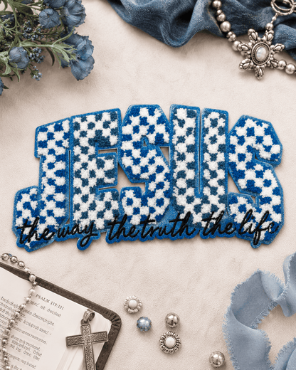 ILTEX Apparel Chenille Patches CP1258 -  Jesus Blue Patch