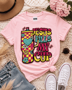 ILTEX Apparel Chenille Patches CP1259 -  Jesus Fills My Cup Chenille Patch 2.0