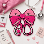ILTEX Apparel Chenille Patches CP1264 - Nurse Bow Stethoscope Chenille Patch