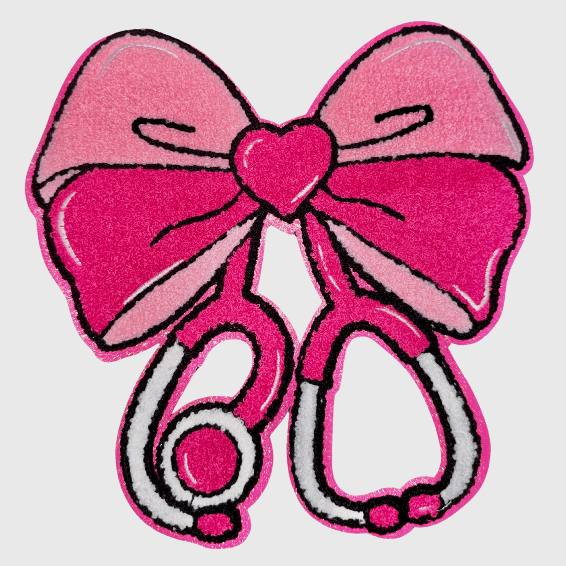 ILTEX Apparel Chenille Patches CP1264 - Nurse Bow Stethoscope Chenille Patch