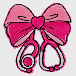 ILTEX Apparel Chenille Patches CP1264 - Nurse Bow Stethoscope Chenille Patch