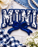 ILTEX Apparel Chenille Patches Dark Blue CP1239 - Mini Floral Chenille Bow Patch