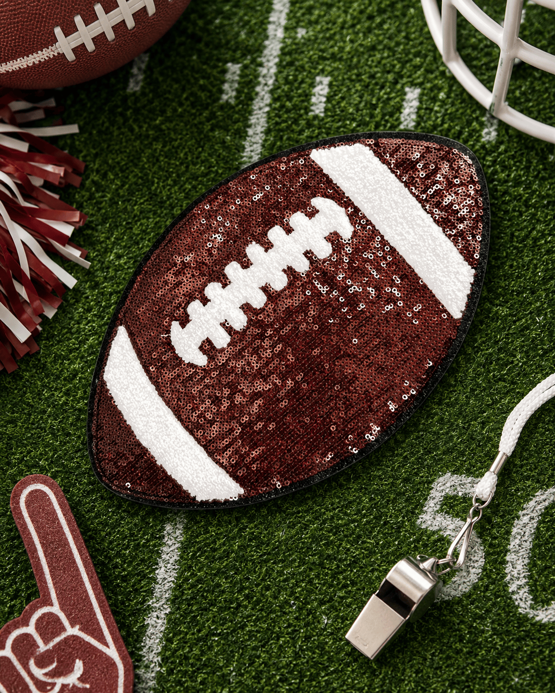 ILTEX Apparel Chenille Patches Football CP1229 - Sequin Sports Ball Patch Collection