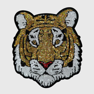 ILTEX Apparel Chenille Patches Gold/Black CP1225 - Game Day Tiger Mascot Patch