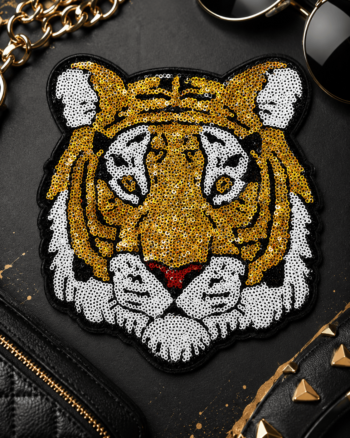 ILTEX Apparel Chenille Patches Gold/Black CP1225 - Game Day Tiger Mascot Patch