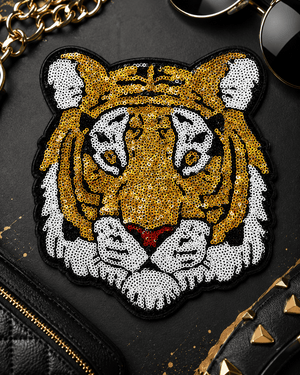 ILTEX Apparel Chenille Patches Gold/Black CP1225 - Game Day Tiger Mascot Patch