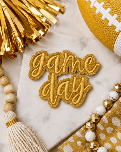 ILTEX Apparel Chenille Patches Gold CP1247 - Glittery Game Day Hat Patches 2.0