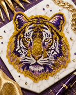 ILTEX Apparel Chenille Patches Gold/Purple CP1225 - Game Day Tiger Mascot Patch