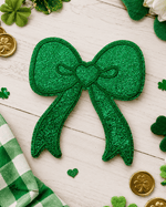 ILTEX Apparel Chenille Patches Green CP1211 - Glittery bow Patch