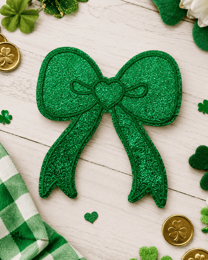 ILTEX Apparel Chenille Patches Green CP1211 - Glittery bow Patch
