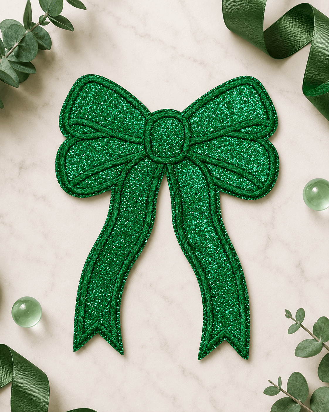 ILTEX Apparel Chenille Patches Green CP1245 - Glittery Bows 2.0
