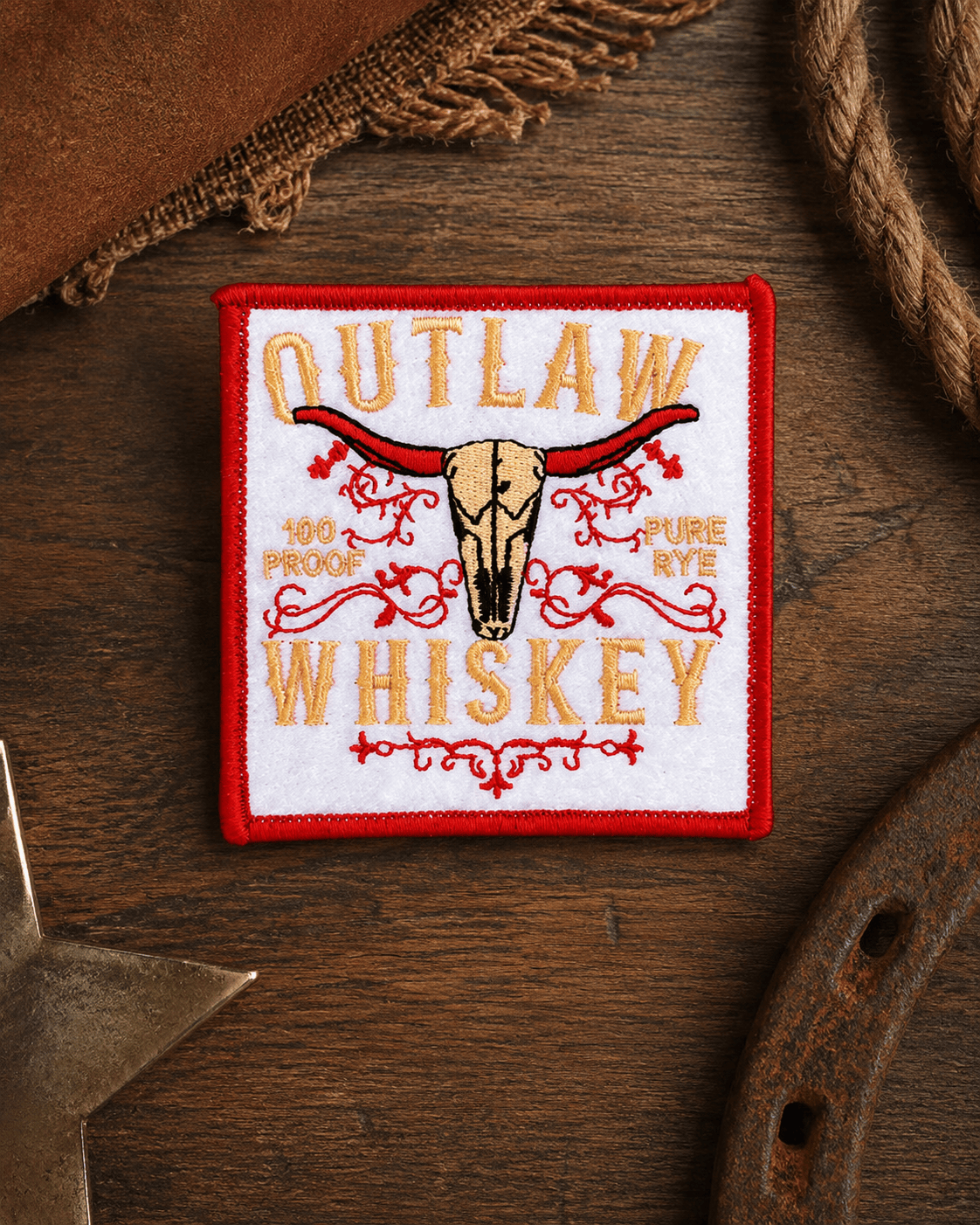 ILTEX Apparel Chenille Patches HP1001 - Outlaw Whiskey Hat Patch