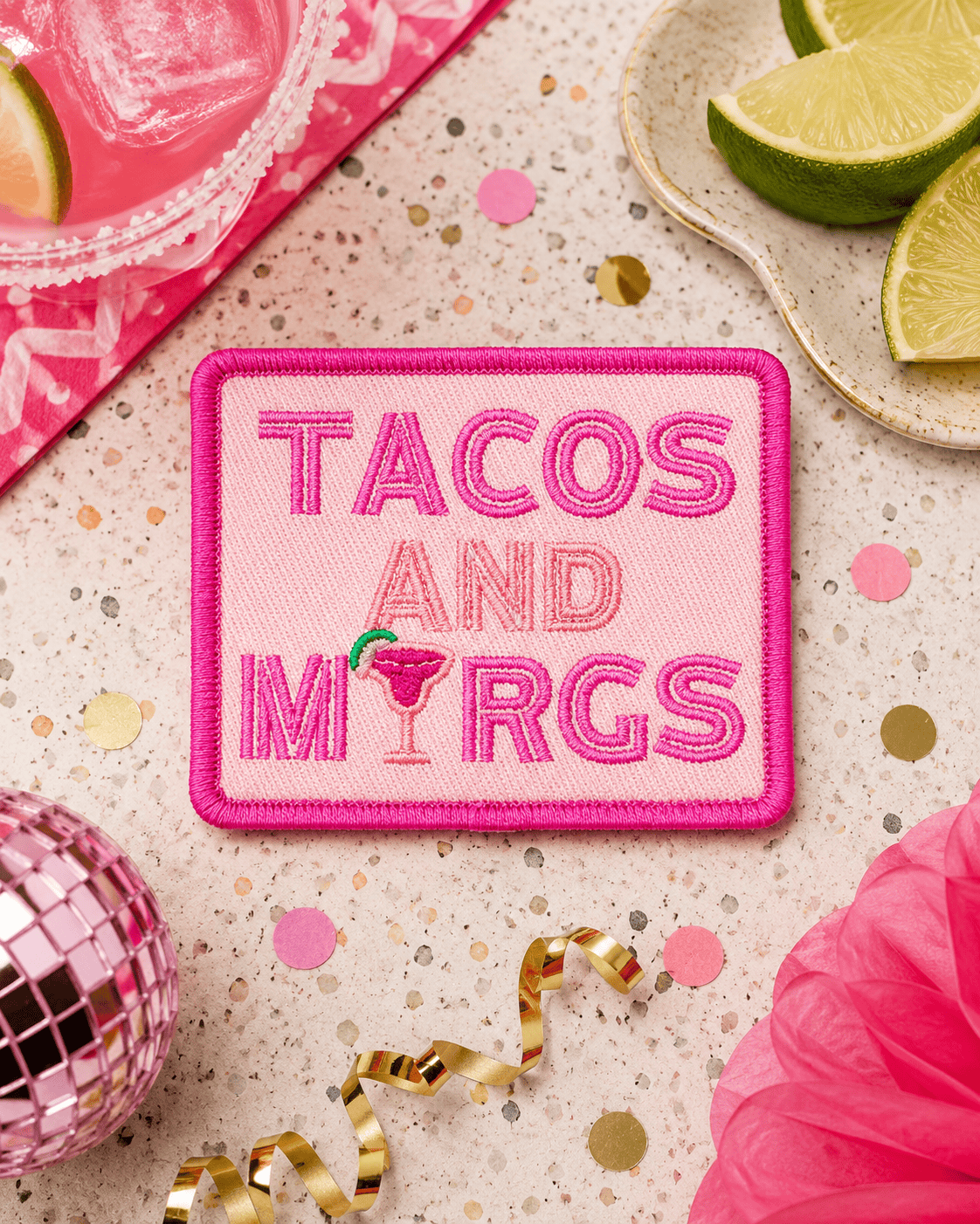 ILTEX Apparel Chenille Patches HP1002 - Tacos And Margs Pink Hat Patch