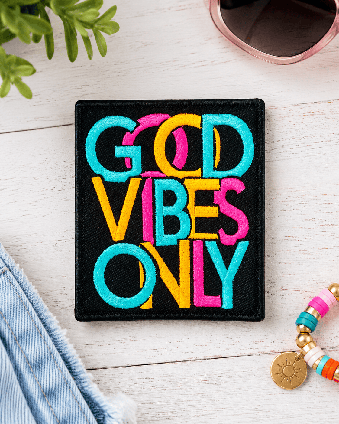 ILTEX Apparel Chenille Patches HP1026 - Good Vibes Only Hat Patch