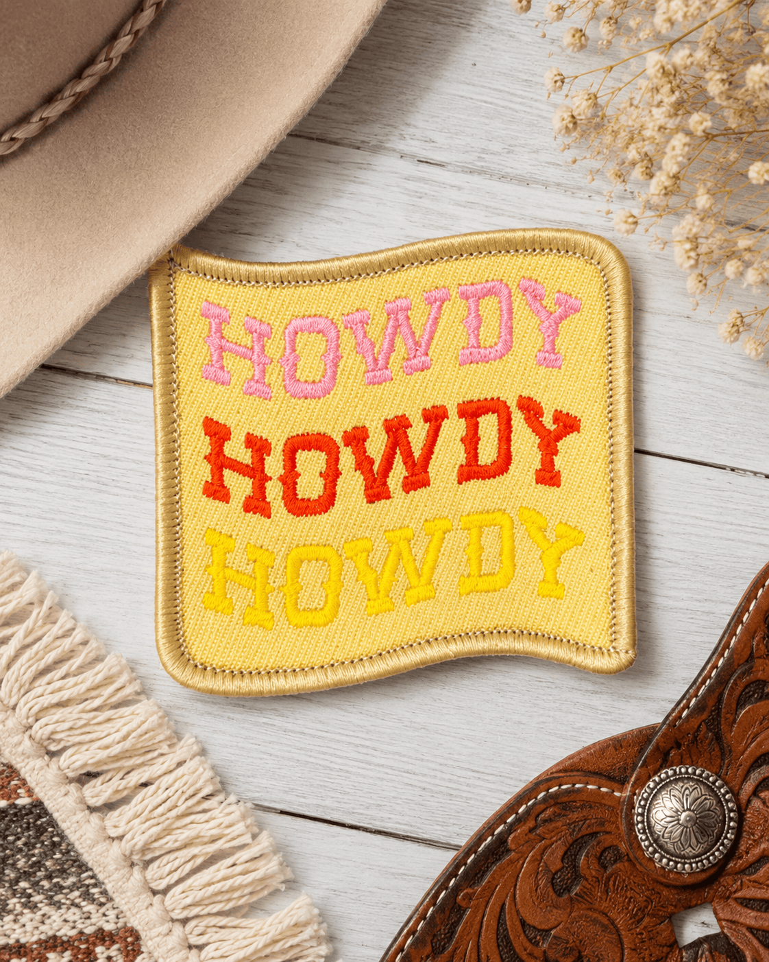 ILTEX Apparel Chenille Patches HP1031 - Howdy Trio Hat Patch