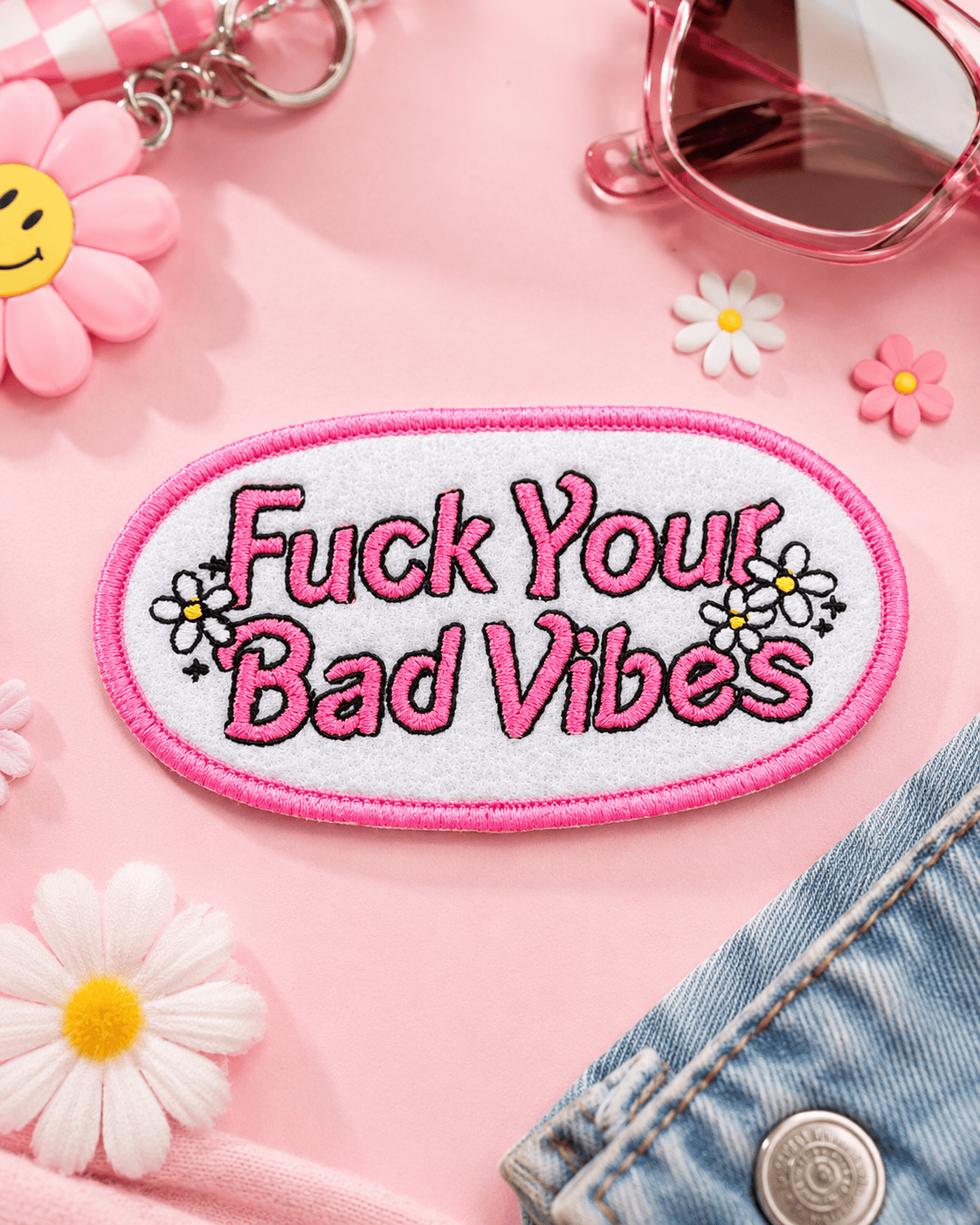 ILTEX Apparel Chenille Patches HP1041 - F* Your Bad Vibes Hat Patch