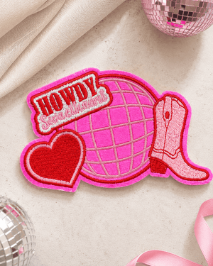 ILTEX Apparel Chenille Patches HP1044 - Howdy Cowboy Pink Hat Patch