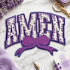 CP1240 - Amen Floral Chenille Bow Patch - Lavender