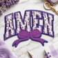 ILTEX Apparel Chenille Patches Lavender CP1240 - Amen Floral Chenille Bow Patch