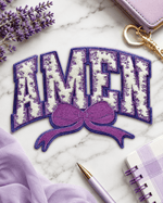 ILTEX Apparel Chenille Patches Lavender CP1240 - Amen Floral Chenille Bow Patch