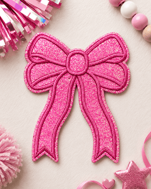 ILTEX Apparel Chenille Patches Light  Pink CP1245 - Glittery Bows 2.0