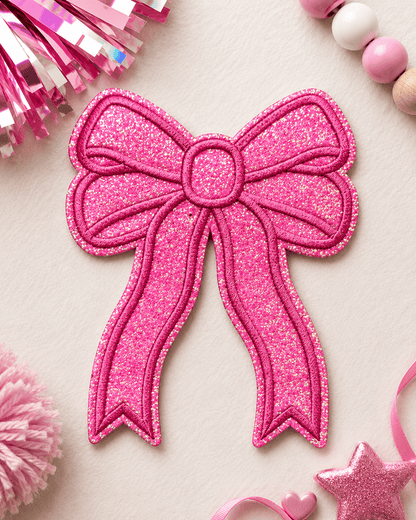ILTEX Apparel Chenille Patches Light  Pink CP1245 - Glittery Bows 2.0