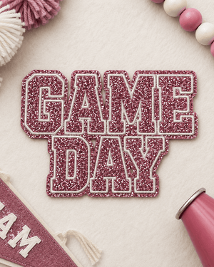 ILTEX Apparel Chenille Patches Light Pink CP1246 - Glittery Game Day Hat Patches