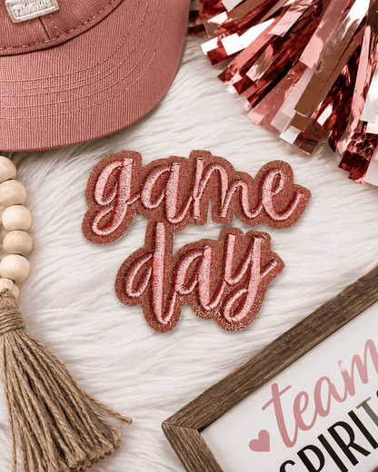 ILTEX Apparel Chenille Patches Light Pink CP1247 - Glittery Game Day Hat Patches 2.0