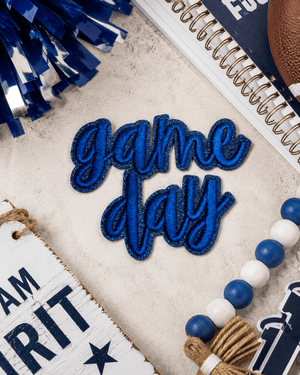ILTEX Apparel Chenille Patches Navy CP1247 - Glittery Game Day Hat Patches 2.0