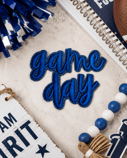 ILTEX Apparel Chenille Patches Navy CP1247 - Glittery Game Day Hat Patches 2.0
