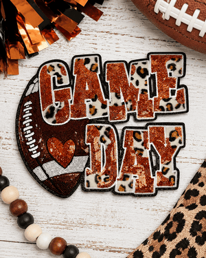 ILTEX Apparel Chenille Patches Orange CP1212 - Game Day Football Cheetah Patch
