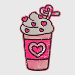 ILTEX Apparel Chenille Patches Pink CP1207 - Love In A Cup Valentines Patch