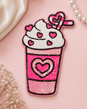 ILTEX Apparel Chenille Patches Pink CP1207 - Love In A Cup Valentines Patch