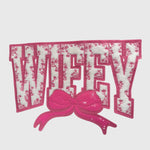 ILTEX Apparel Chenille Patches Pink CP1233 - Wifey Floral Chenille Bow Patch